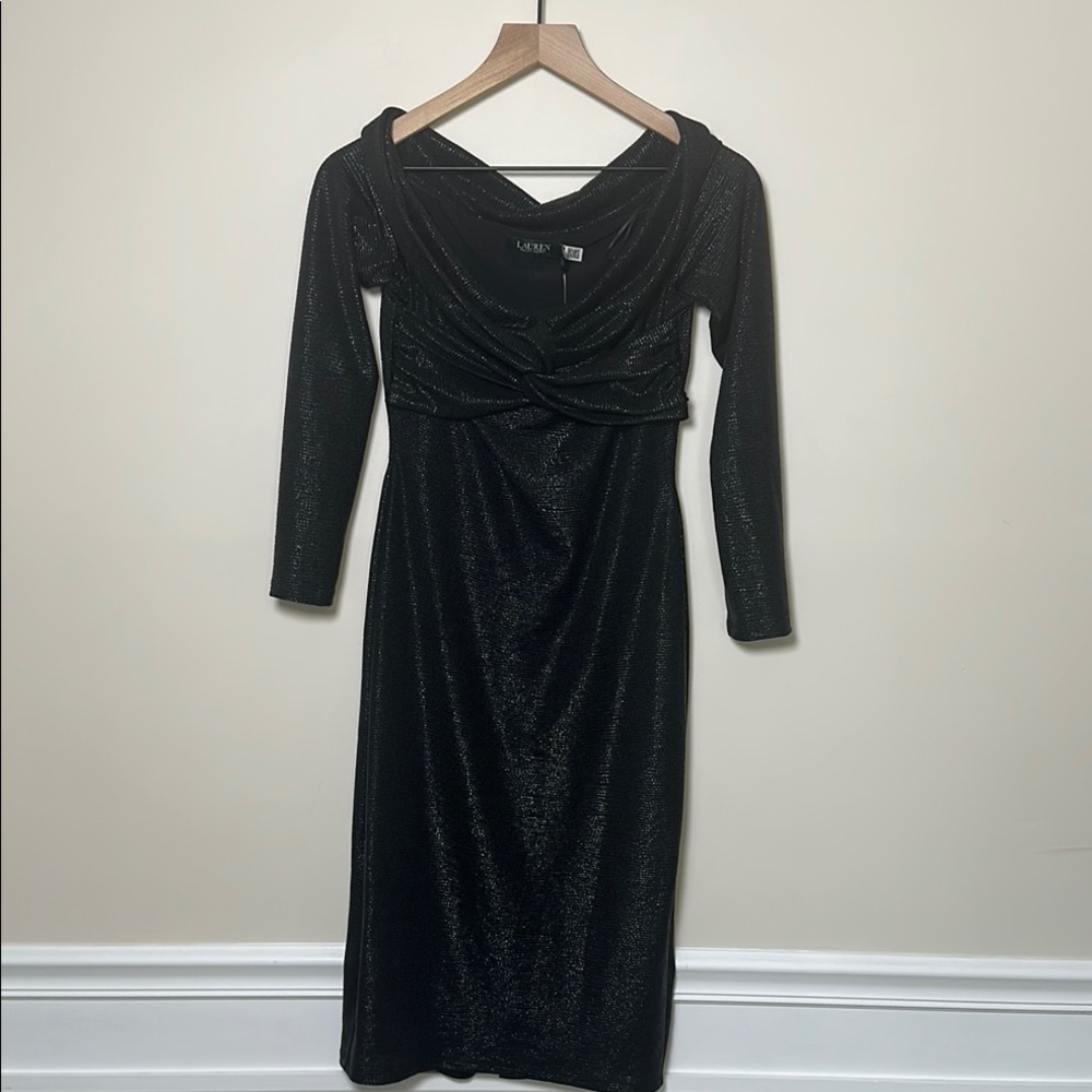 Lauren Ralph Lauren Black Label Shimmer Dress Size 6 New With Tags